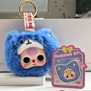 baby three petit cat wardrobe head plush keychain